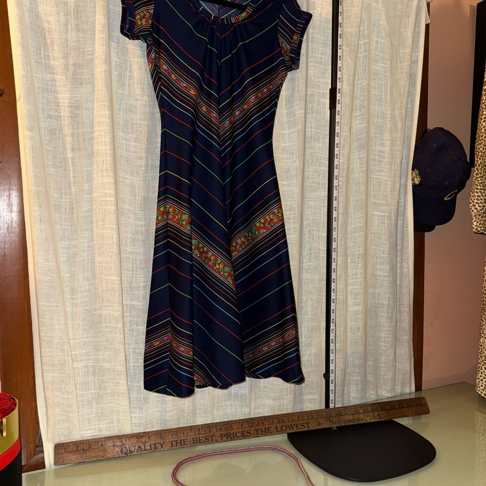Elegant Multicolor Striped Dress